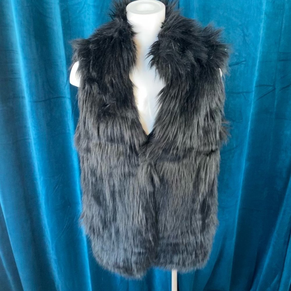 PPLA Faux Fur Vest Jacket Black - Picture 4 of 10